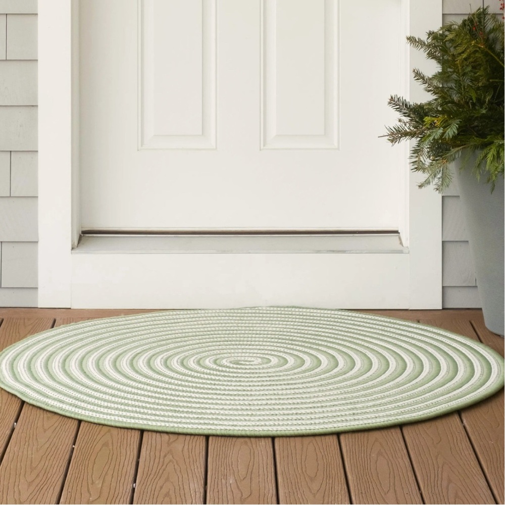 Colonial Mills Thai Basil Green 5ft Round Braided‎ Rug Reversible Brand New